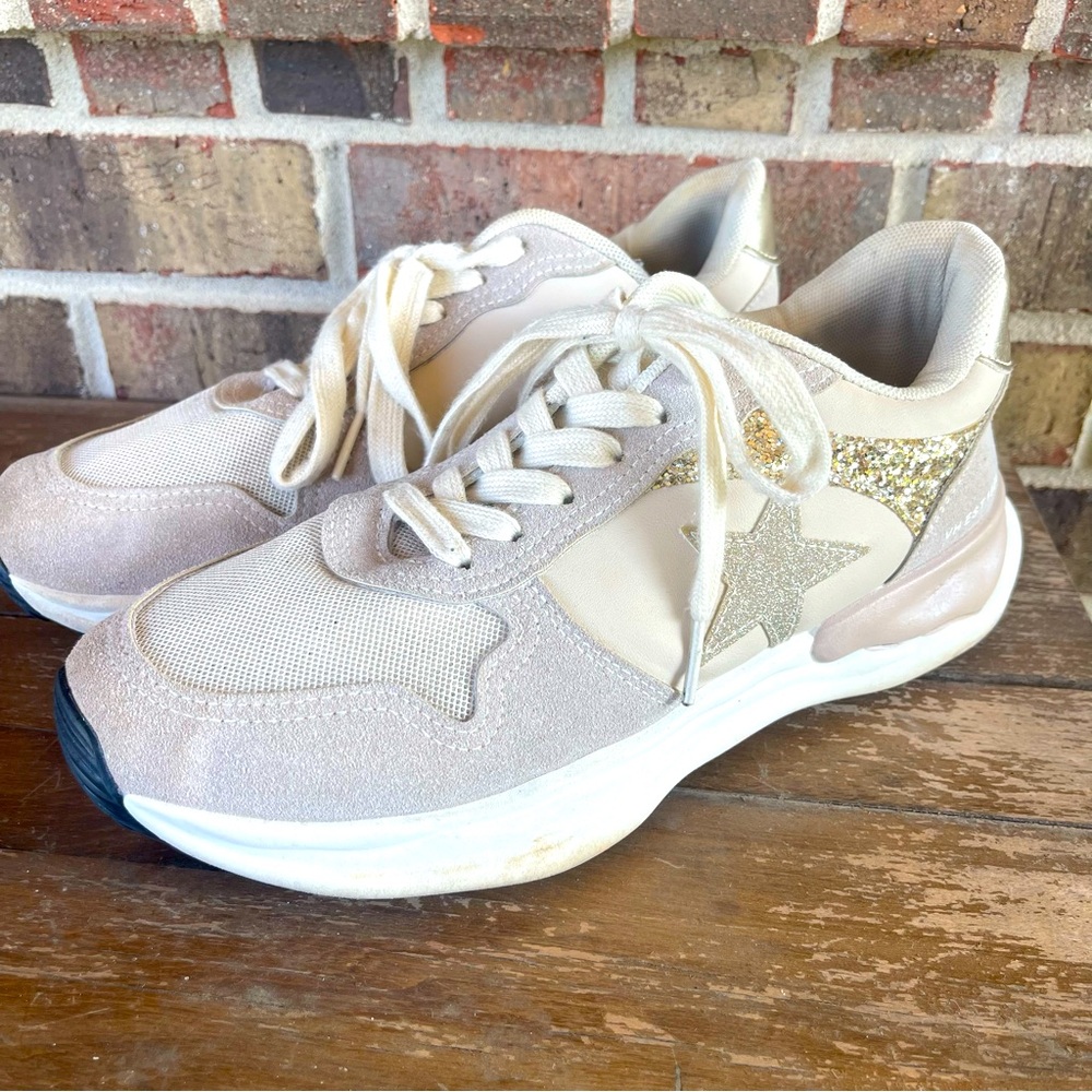 Vintage Havana Women’s Run Fashion Sneakers Nude Glitter Size 8.5 sb3